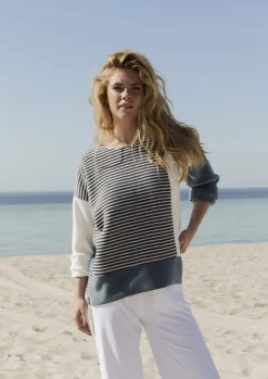 HSCPH BLUSE PATCH BLUSE PATCH - 1407 - DUSTY BLUE/OW/BLUE STRIPE Hot