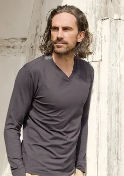 HSCPH T-HIRT V-AUCHNITT ANGAR T-SHIRT V-AUSSCHNITT LANGARM - 1021C - DEEP BLUE