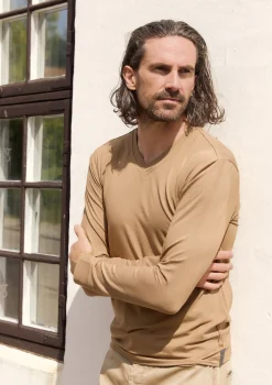 HSCPH T-HIRT V-AUCHNITT ANGAR T-SHIRT V-AUSSCHNITT LANGARM - 1021C - CAMEL Online