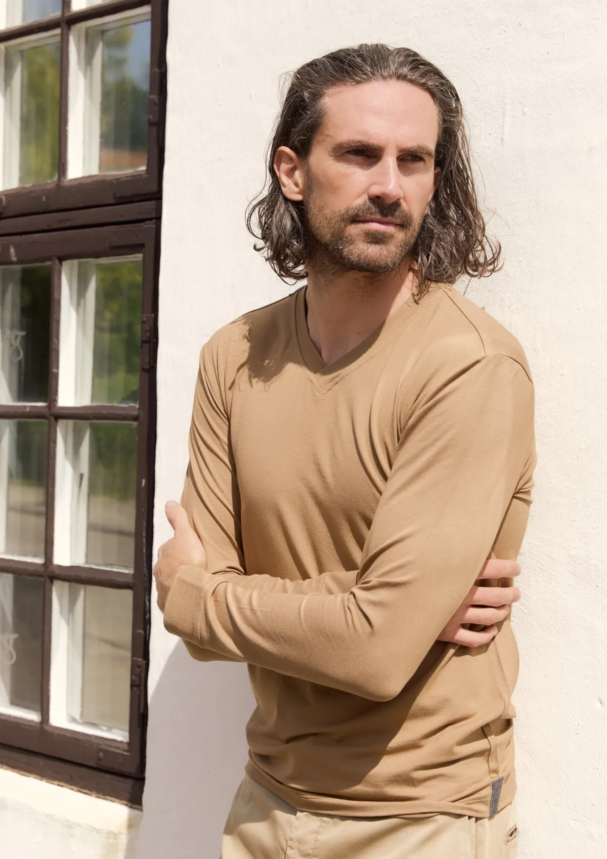 HSCPH T-HIRT V-AUCHNITT ANGAR T-SHIRT V-AUSSCHNITT LANGARM - 1021C - CAMEL Online