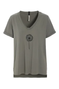 HSCPH V-NECK TEE FOWER V-NECK TEE FLOWER - 96105 FLOWER - DUSTY GREEN Discount